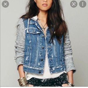 Free People Hooded Jean Jacket